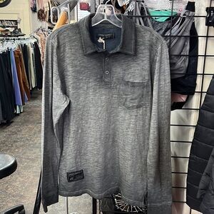 NWT mens long sleeve oil wash vintage polo t-shirt